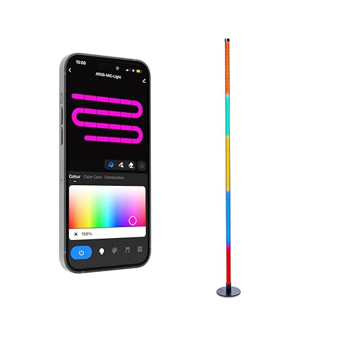 RGB Smart Floor Lamp, Alexa & App Controlled, 2.4GHz WiFi, Voice Control LED with Color Changing, Music Sync, Dimmable, Remote Control, Indoor Use, Adjustable Brightness, iOS/Android Compatible