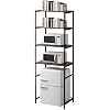 Colingmill 4 Tier Black Mini Fridge Stand with Storage for Dorm, Over Mini Fridge Multipurpose Storage Shelf Rack Standing Organizer for College Rooms Kitchen Pantry, Home, and Offices, Coffee