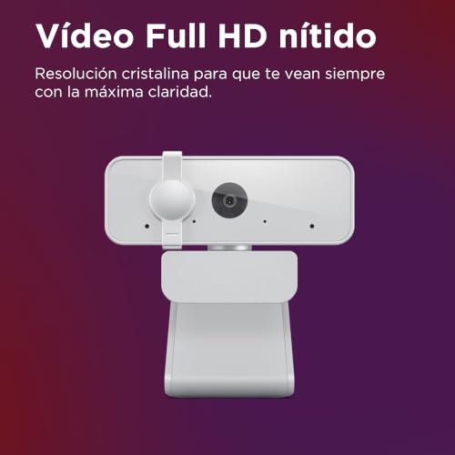 Lenovo 310 FHD Webcam, 1080p, FHD Resolution @30 FPS, Plug-and Play USB Connectivity, 1.8M Cable, 2 Integrated Microphones, External Privacy Shutter, White