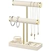 bussdis 2 Tier Bracelet Holder Display, Necklace Holder Organizer, Beige