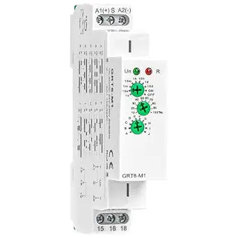 Multifunction Time Relay, Delay ON Off 10A GRT6 M1 AC DC 24-240V with 10 Relay Timer Control Delay Function Mode DIN Rail Electronic Relays of Wide Time Delay Range for 0.1 Seconds to 10 Days