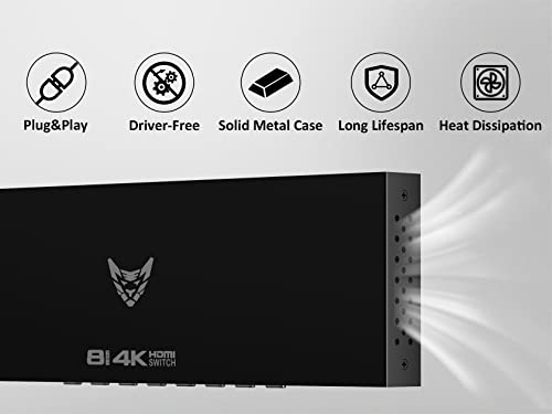 8 Port 4K HDMI Switcher Box IR Remote Control PC PS4 Xbox