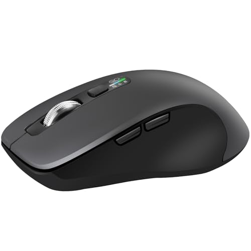 CITLLA Wireless Bluetooth Mouse (USB + BT1 + BT2), Full Size Mouse, 4-Way Scrolling, Multi-Device Silent for Computer, Laptop, iPad, MacBook (Grey) - Image 3