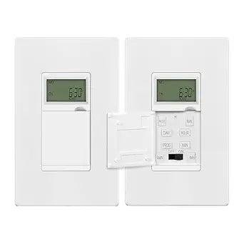 ENERLITES Programmable Digital Timer Switch for Lights, Fans, Motors, 7-Day 18 ON/OFF Timer Settings, Single Pole, Neutral Wire Required, UL Listed, HET01-C, White, 2 Pack