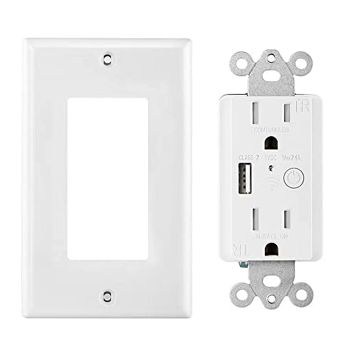 Zigbee Wall Outlet with USB | One Controlled | One Always On | Compatibile with Google Assistant and Alexa (Class 2 USB)