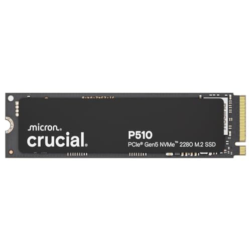 Crucial P510 PCIe Gen5 NVMe 2TB SSD, Up to 10,000MB/s, TLC NAND, Laptop & Desktop (PC) Compatible, for Gamers & Creatives, Solid State Drive – CT2000P510SSD8-01