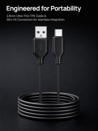 Slim USB C to USB A 30ft Cable, Long USB2.0 Cable USB A to Type C (NOT Fast Charging) Long USB2.0 Cable Data for PS5, Keyboard, Mouse and More! THE Wire Diameter is 2.8 MM