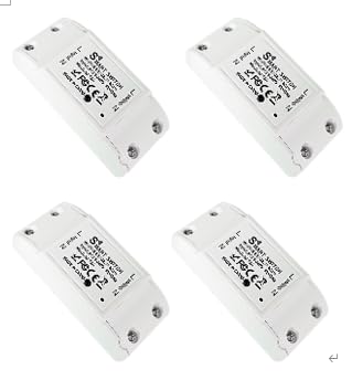 Matter Smart DIY Relay Module Wall Switch Works with Homekit& Alexa,App and Voice Control,Timer,Group Control,for Lamps, Fans, humidifiers,10A (4 Packs)