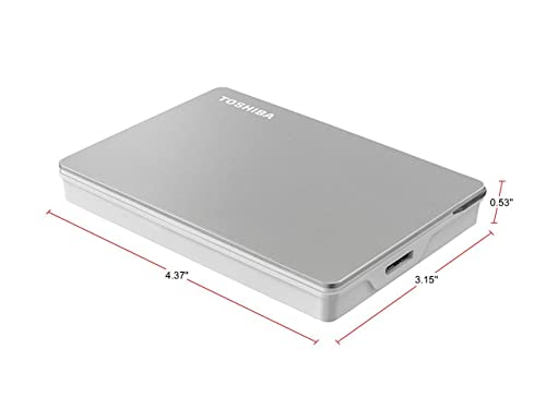 Toshiba Canvio Flex 2TB Portable External Hard Drive USB-C USB 3.0, Silver for PC, Mac, & Tablet - HDTX120XSCAA