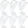 Huquary 6 Pcs Necklace Display Stand Bust Jewelry Holder, White, Velvet