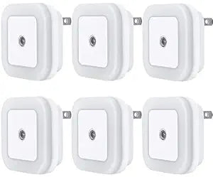 Uigos LED Night Light Lamp with Smart Sensor Dusk to Dawn Sensor, Daylight White, 0.5W Plug-in, 6-Pack
