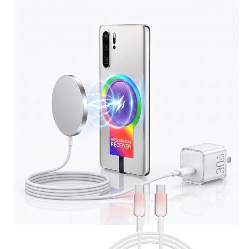 IVY 4-in-1 Magnetic Wireless Charging Station Kit, 25W Qi2 Wireless Charger Pad, 30W GaN Fast Charger Block, USB C Cable, QI Wireless Charging Receiver Adapter for Google Samsung Android Phone