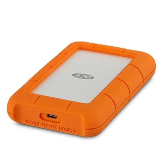 LaCie Rugged USB-C, 1TB, Portable External Hard Drive, Drop, Shock, Dust, Rain Resistant, for Mac & PC (STFR1000800)