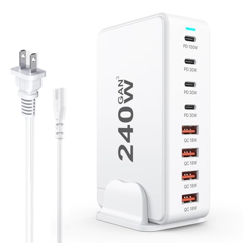 USB C Charger, 240W GaN 8 Port USB Fast Block, PD100 | Charging & Powe - Image 2