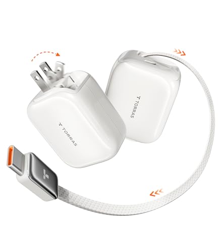 TORRAS FlexLine 35W USB C Charger, Dual-Port GaN Retractable Charger