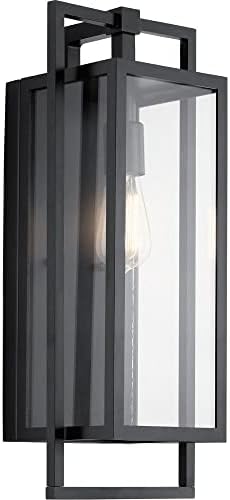 Kichler Goson 20" Outdoor Wall Light in Black, 1-Light Modern Exterior Wall Lantern with Clear Glass for Porch, Patio, Garage, (20" H x 8" W x 7" L), 59087BK