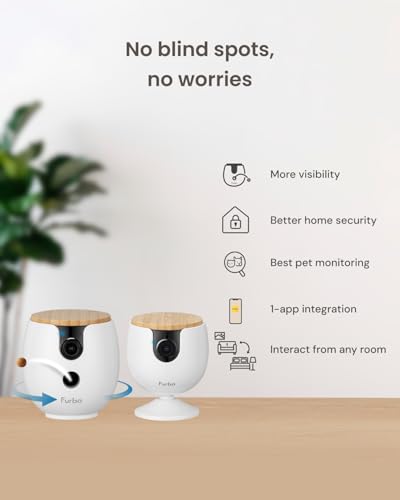 Furbo [New Mini 360° Camera + Mini Cam [New Subscription Required at Setup] (2-Camera Bundle Nanny Subscription): Pet Safety Alerts, Dog & Cat Cameras with Speaker, Phone App & Night Vision