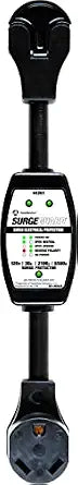 Southwire Surge Protector 120V 30AMP P&R - RV Surge Protector - 30 Amp RV Surge Unit - Circuit Tester - LED Voltage Monitor - Black - Campground Power Safety