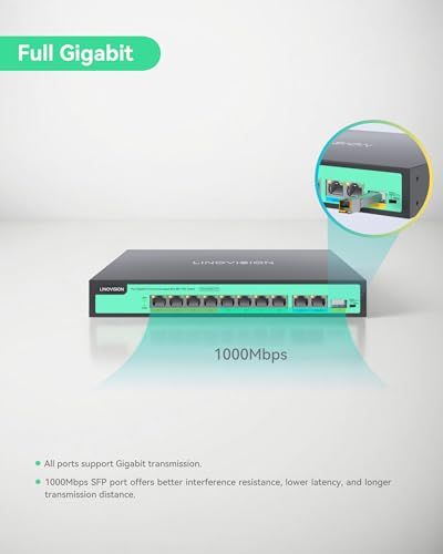 LINOVISION 8 Port Gigabit PoE++ Switch, 4 BT 90W + 4 AT 30W, 120W Total