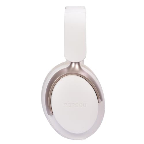B8 Bluetooth Headphones Over Ear, 6 EQ Music Modes and 50H Playtime Deep Bass Wireless Headphones with Mic, Lightweight Folding HiFi Stereo Headset for iPad/Travel/Tablet/PC/Home Beige White