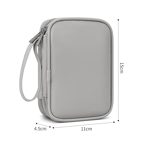 Dual Hard Drive Case Double Layers 2.5 inch External Drive Storage Carrying Bag Waterproof Shockproof for Organizing HDD and Electronic Accessories, PU Leather Gray