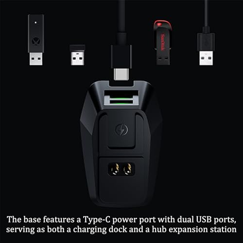 for Logitech G PRO X Superlight/2/2 Dex Dedicated Black Wireless Mouse Charger 11 RGB Modes, Compatible with DeathAdder v2 Pro and Other Gaming mice Gaming Gear for Esports Players (Black)