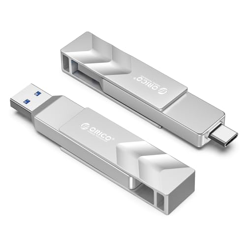 ORICO 512GB Portable Solid State Drive, 1050MB/s Dual-Port Rotating Metal External SSD with 90° Click-Stop, Reliable Storage for iPhone 16, 17 Series, Type-C Smartphone, Mac, Audio, Vehicle - A101