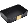 Luxury Leather Valet Tray Desktop Storage Organizer,Bedside Vanity Catchall Tray Nightstand Caddy Holder for Cosmetic,Jewelry,Watch,Keys,Phone,Wallet,Remote Controller,Pen,Black