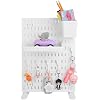 Desk Pegboard Combination Kit,Desk Organizer for Home Office,Plastic Peg Board with 7 Accessories Hooks Shelf Baskets, 16.5" x 11.8"