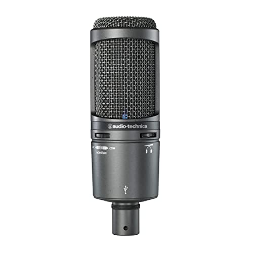 Audio-Technica AT2020USB+ Cardioid Condenser USB Microphone, with Built-in Headphone Jack & Volume Control, Perfect for Content Creators (Black)