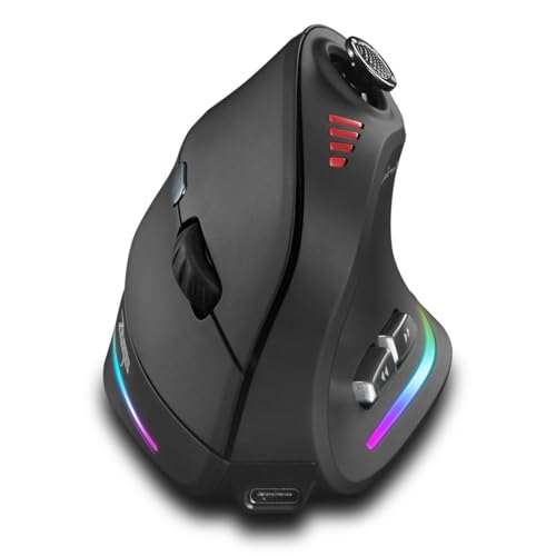 TKMARS Wireless Ergonomic Vertical Gaming Mouse with Joystick, Bluetooth & 2.4G, 12 Programmable Buttons, Adjustable 24000 DPI, Rechargeable RGB Computer Mouse for PC, MacBook & Laptops - Image 2