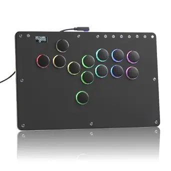 Haute42 13-Key Leverless Arcade Controller, RGB Fighting Stick (Black)