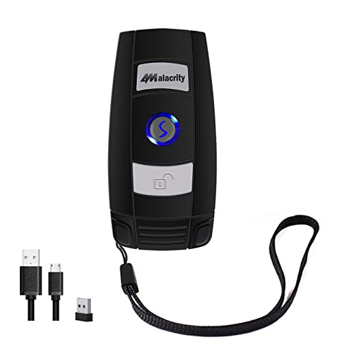 Alacrity Bluetooth Barcode Scanner, Portable Mini 1D Handheld Barcode Scanner 3-in-1 Bar Code Reader Scanner Scanning Work with Windows, Android, iOS, Tablets or Computers Able to Scan Codes on Screen
