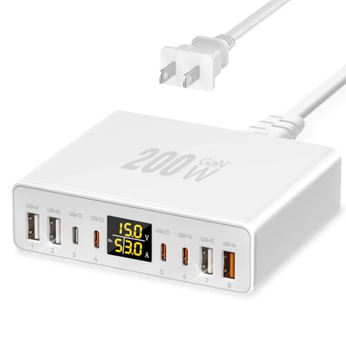 200W USB C Charger 8-Port with LED Display USB Charging Station - Image 2