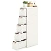 Narrow Bathroom Storage Cabinet with 5 Drawers, 7.5-Inch Wide, White