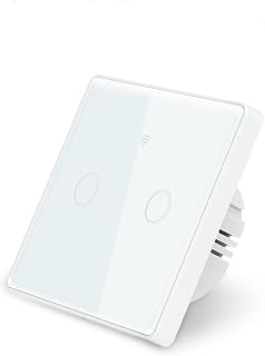 Zigbee Smart Wall Switch,Glass Touch Panel, Compatible with Alexa,Google Assistant, No Neutral line Needed and Neutral line Needed Dual Mode,ZigBee Hub Required,EU 10A (2 Gang)