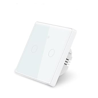 Zigbee Smart Wall Switch,Glass Touch Panel, Compatible with Alexa,Google Assistant, No Neutral line Needed and Neutral line Needed Dual Mode,ZigBee Hub Required,EU 10A (2 Gang)