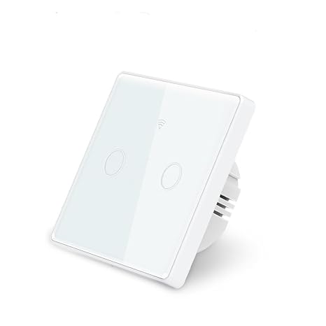 Zigbee Smart Wall Switch,Glass Touch Panel, Compatible with Alexa,Google Assistant, No Neutral line Needed and Neutral line Needed Dual Mode,ZigBee Hub Required,EU 10A (2 Gang)