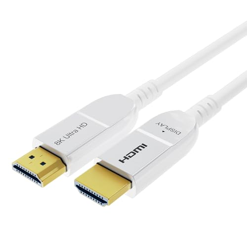 8K Fiber Optic HDMI Cable 30FT, Long Active HDMI 2.1 Cable 48Gbps Ultra High Speed 8K@60Hz 4K@120Hz HDR10 eARC 3D HDCP 2.3 Compatible for Laptop, PC, Monitor, PS5, PS4, Xbox, HDTV, Projector
