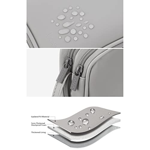 Dual Hard Drive Case Double Layers 2.5 inch External Drive Storage Carrying Bag Waterproof Shockproof for Organizing HDD and Electronic Accessories, PU Leather Gray