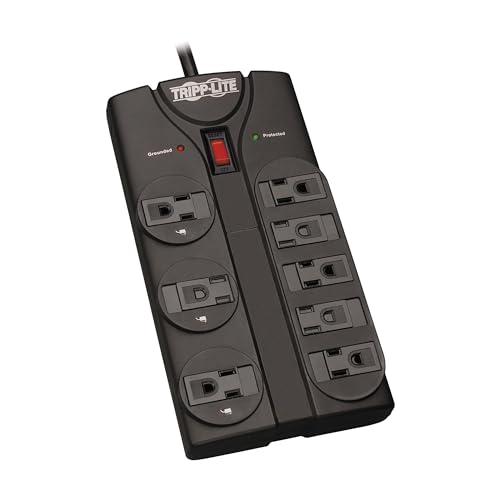 Eaton Tripp Lite TLP808B Black Flat Plug Surge Protector 8 Outlets