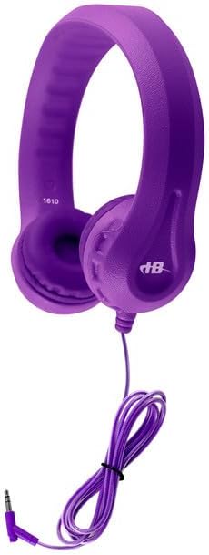 HamiltonBuhl Flex‑Phones Kids Foam Headphones 20‑Pack – Durable EVA Foam, Volume‑Limited 85 dB, Chew‑Resistant Dura‑Cord, Safe BPA‑Free Design for Classroom Use – Purple