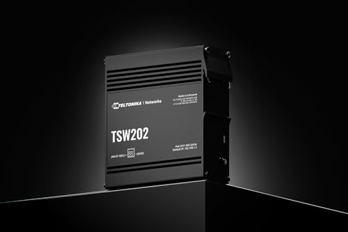 Teltonika TSW202 TSW202000001 Managed PoE+ Ethernet Switch, 8 Gigabit Ethernet Ports, 2 SFP Ports, Layer 2 with Layer 3 Features, PROFINET Certified, DIN Rail Mountable