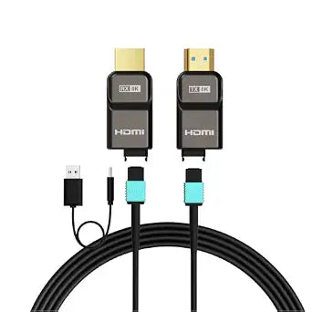 RUIPRO 8K Detachable Full Fiber Optic Armored HDMI 2.1 Cable, 48Gbps, 25FT