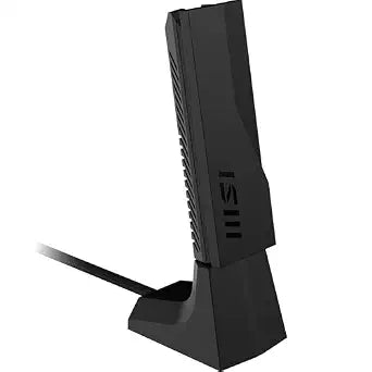 MSI BE6500 WiFi 7 USB Adapter - WLAN up to 2880 Mbps (6GHz, 5GHz, 2.4GHz Wireless), USB 3.2 Gen 1, MU-MIMO, 2X High-Gain Tri-Band Antennas, Beamforming, WPA3 - Cradle Included