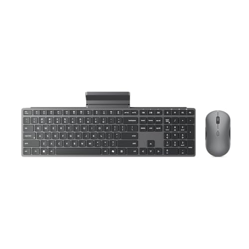 Lenovo 700 Modern Wireless Keyboard & Mouse Combo, 2.4 GHz Dongle & Dual Bluetooth Connection, AES-128 Encryption, 36 Month Battery Life, Quiet Mouse, Luna Grey - Image 2