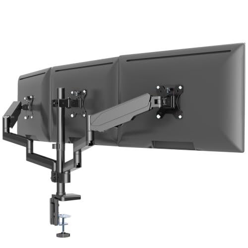 Gas Spring Triple Monitor Desk Mount for Screens up to 27 inch