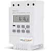 TM616 220V Weekly Programmable Timer 30A Digital Time Switch, Din Rail Mount-18 On/Off Setting Bell Timing Control, Countdown Timer (White)