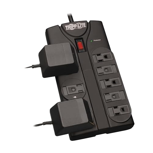 Eaton Tripp Lite TLP808B Black Flat Plug Surge Protector 8 Outlets