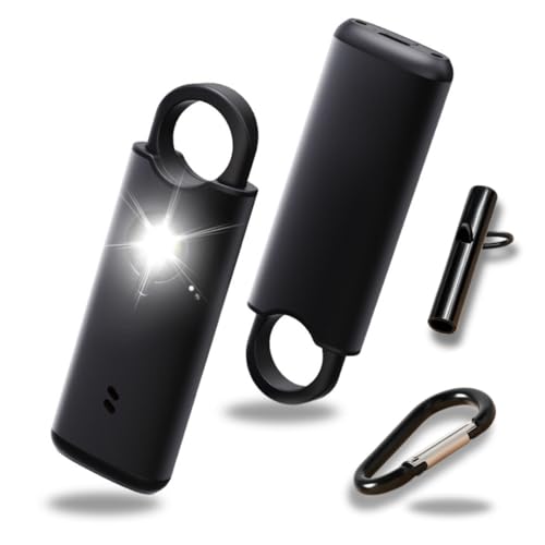 VOLTEK Metal Personal Alarm for Women (Black) – 140dB Self Defense Safety Alarm Keychain, USB-C Rechargeable Emergency Alarm with Door & Window Sensor Mode